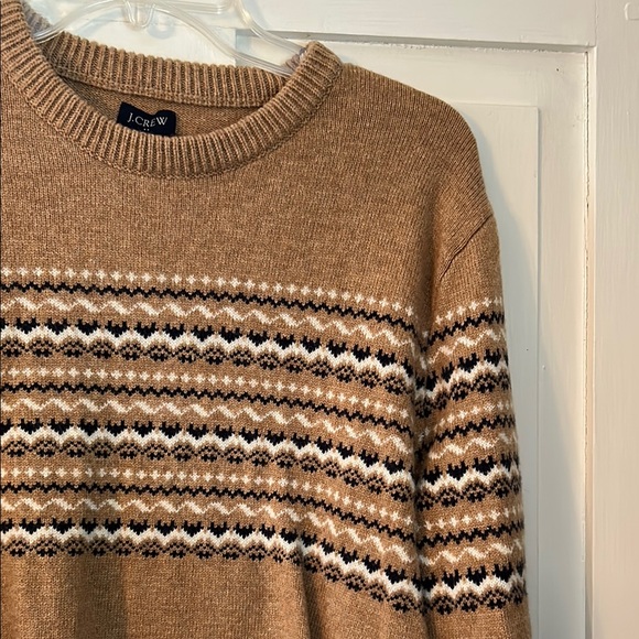 J CREW Men's Sweater Brown & Black Large LambsWool Heritage Fair Isle Casual - Picture 5 of 15